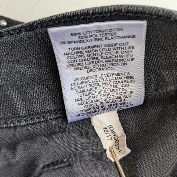 Express Women's Black Denim Jeans Sz 16L Stretch High Rise Leggings Embellished - Picture 10 of 10